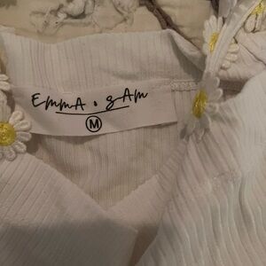 Emma & Sam White Top with Yellow Floral Details
